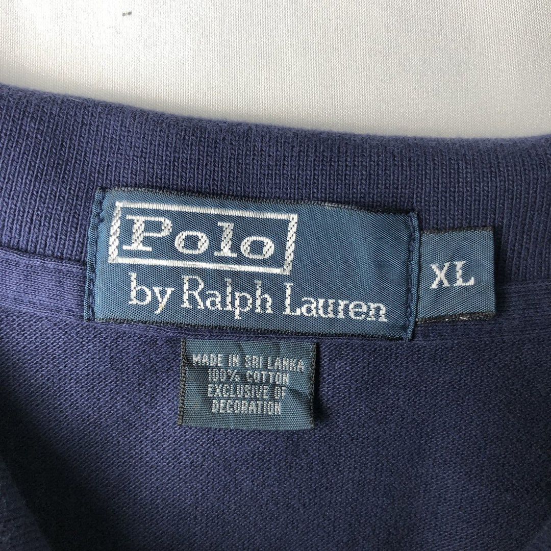 Ralph Lauren POLO by Ralph Lauren short sleeve polo shirt, men's XL size cotton navy blue type Vintage Second Hand