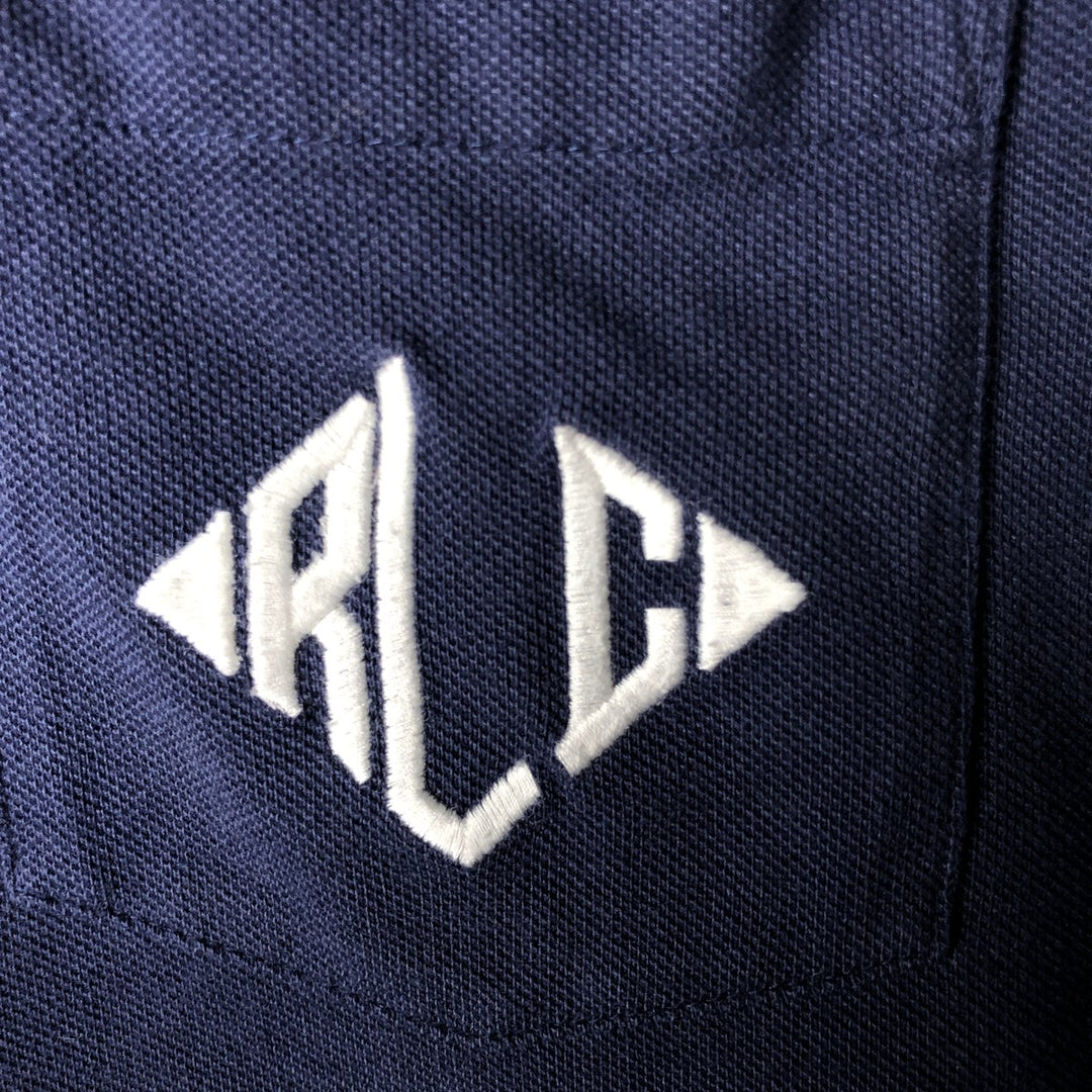 Ralph Lauren POLO by Ralph Lauren short sleeve polo shirt, men's XL size cotton navy blue type Vintage Second Hand