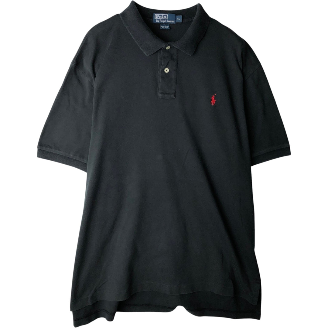 Ralph Lauren POLO by Ralph Lauren short sleeve polo shirt, men's XL size cotton black type Vintage Second Hand