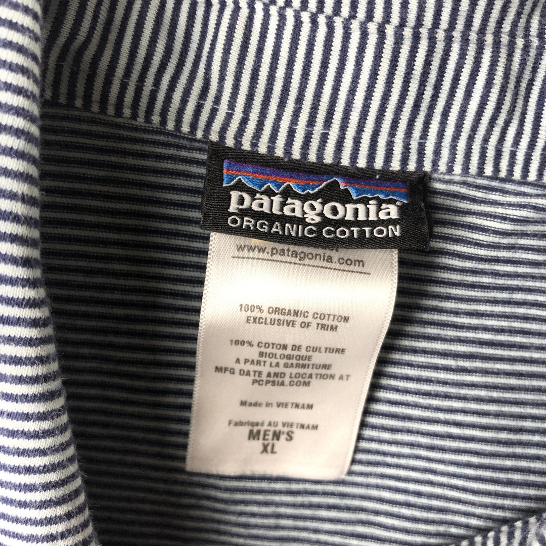 Patagonia 52776SP13 Short-Sleeve Striped Polo Shirt, Men's Size XL (approx.) cotton navy blue type Vintage Second Hand