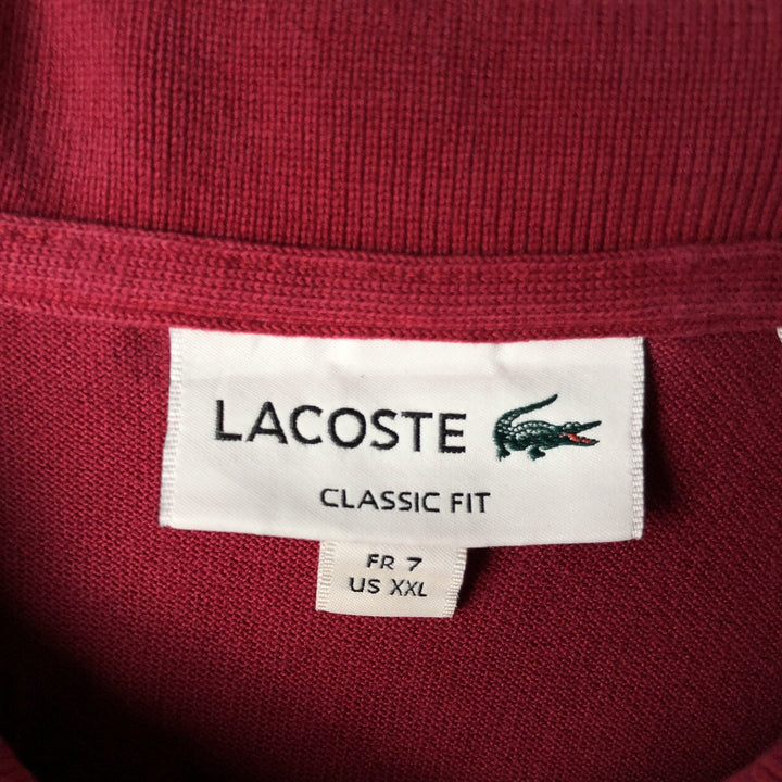 Lacoste Classic Fit short sleeve polo shirt for men, equivalent to XXL cotton red type Vintage Second Hand
