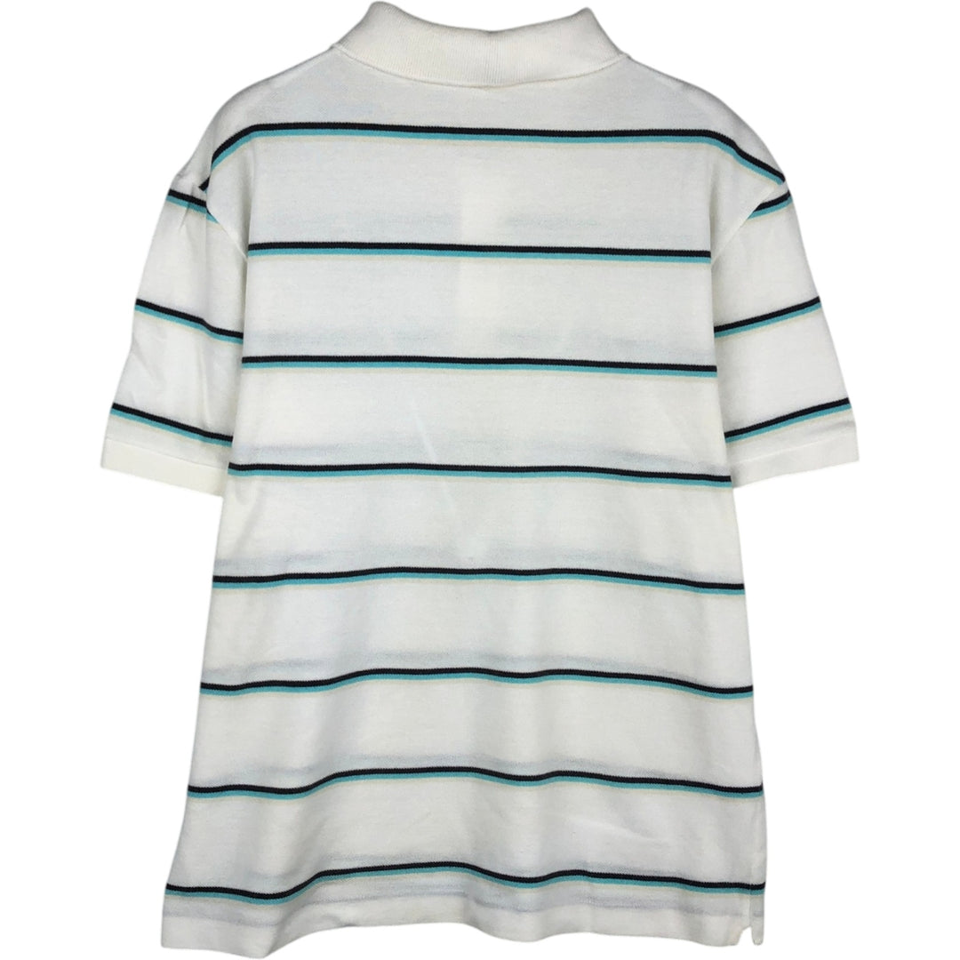 Lacoste French-designed short-sleeved striped polo shirt, size 5, men's size L cotton white type Vintage Second Hand