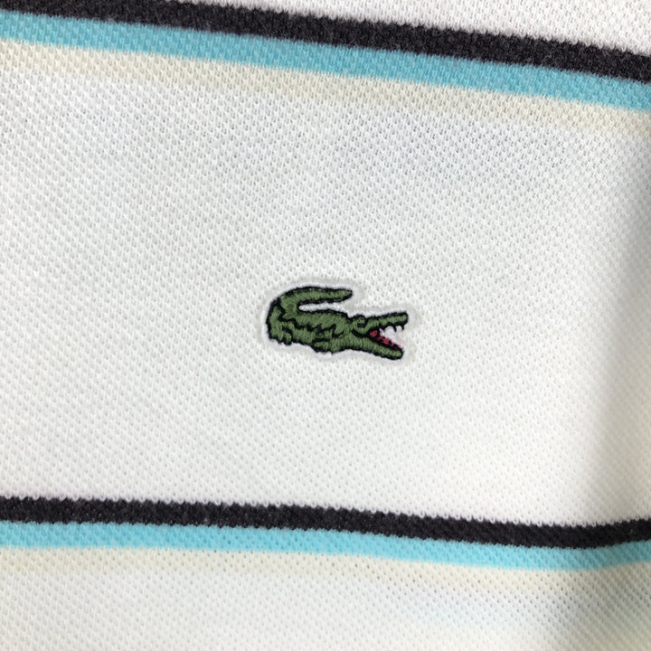 Lacoste French-designed short-sleeved striped polo shirt, size 5, men's size L cotton white type Vintage Second Hand