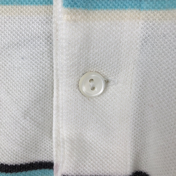 Lacoste French-designed short-sleeved striped polo shirt, size 5, men's size L cotton white type Vintage Second Hand