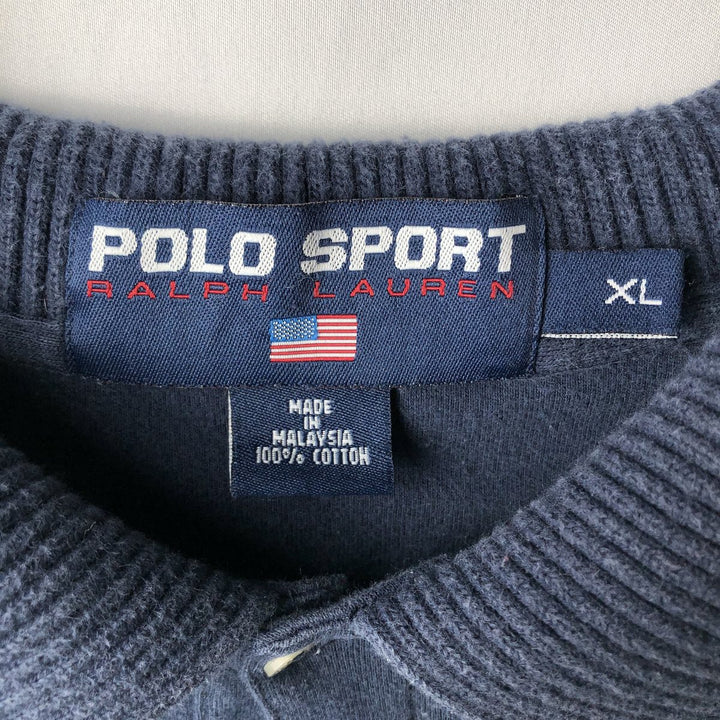 Ralph Lauren POLO SPORT short sleeve polo shirt, men's XL size cotton navy blue type Vintage Second Hand
