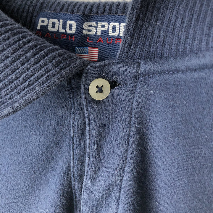 Ralph Lauren POLO SPORT short sleeve polo shirt, men's XL size cotton navy blue type Vintage Second Hand