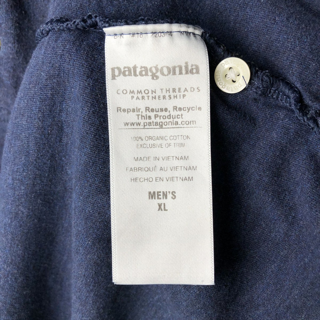 Patagonia 52776FA15 Short-Sleeve Polo Shirt, Men's Size XL (approx.) cotton navy blue type Vintage Second Hand