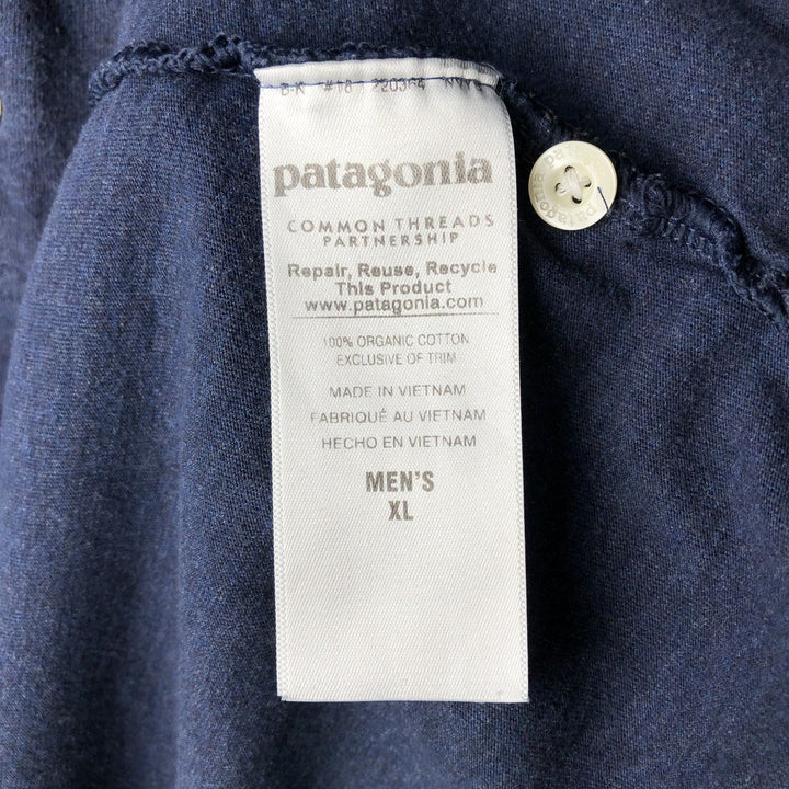 Patagonia 52776FA15 Short-Sleeve Polo Shirt, Men's Size XL (approx.) cotton navy blue type Vintage Second Hand
