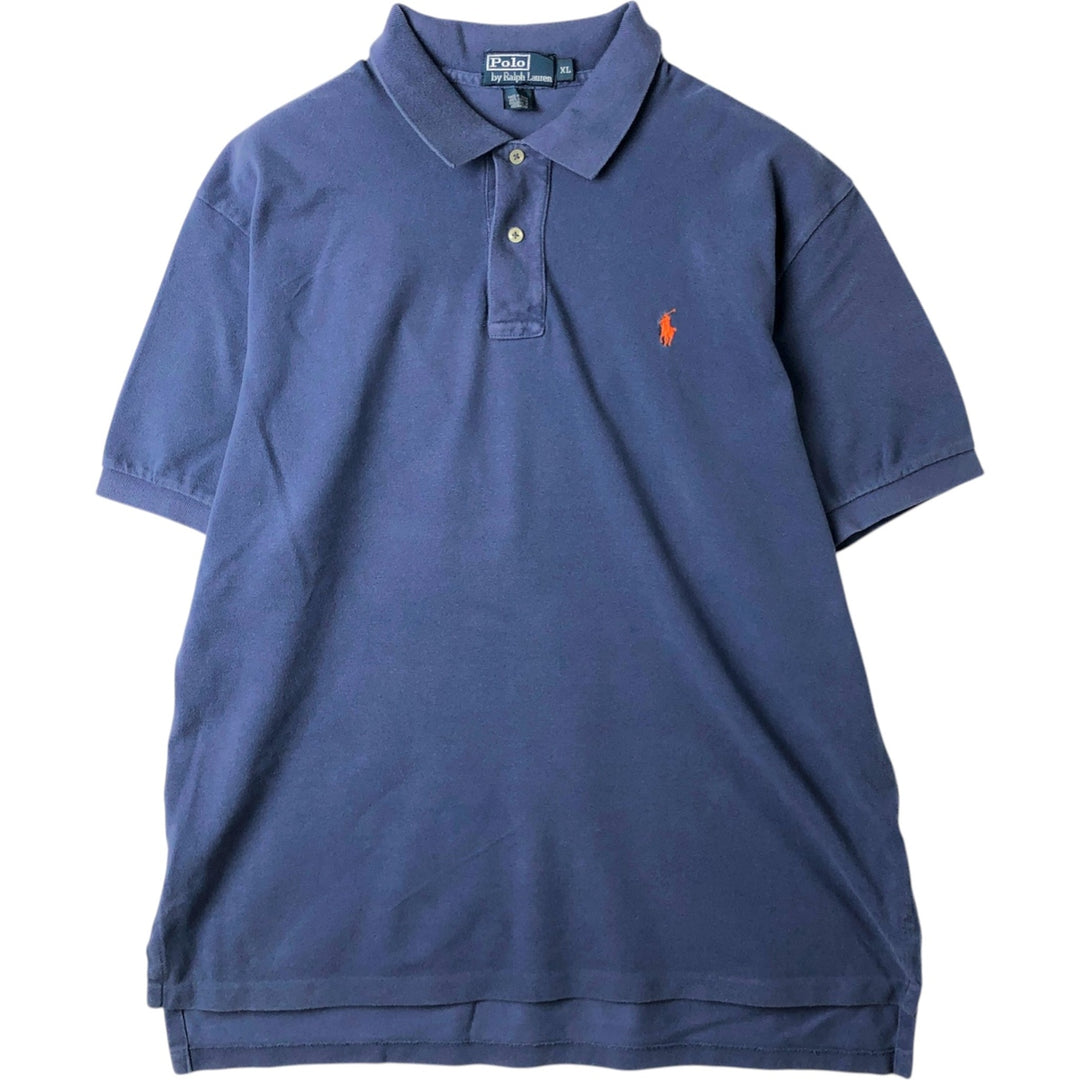 Ralph Lauren POLO by Ralph Lauren short sleeve polo shirt, men's XL size cotton blue type Vintage Second Hand