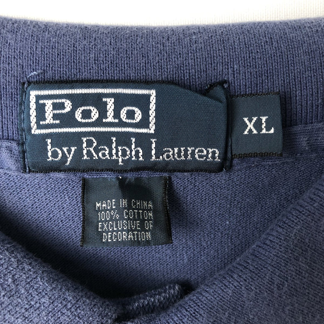 Ralph Lauren POLO by Ralph Lauren short sleeve polo shirt, men's XL size cotton blue type Vintage Second Hand