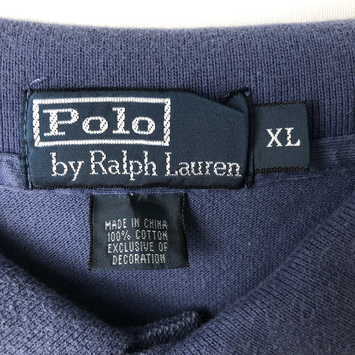 Ralph Lauren POLO by Ralph Lauren short sleeve polo shirt, men's XL size cotton blue type Vintage Second Hand