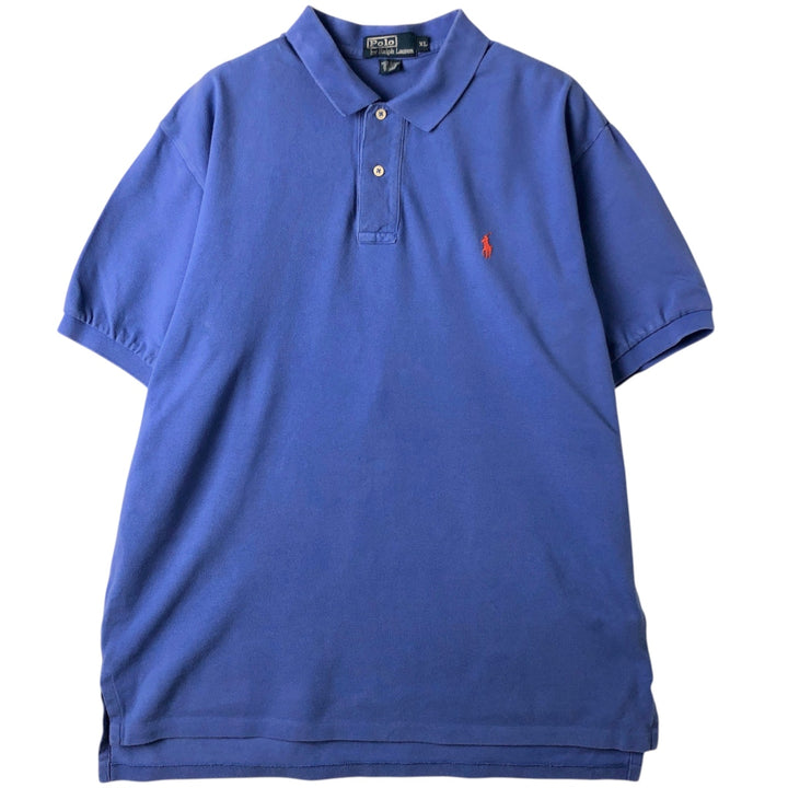 Ralph Lauren POLO by Ralph Lauren short sleeve polo shirt, men's XL size cotton blue type Vintage Second Hand