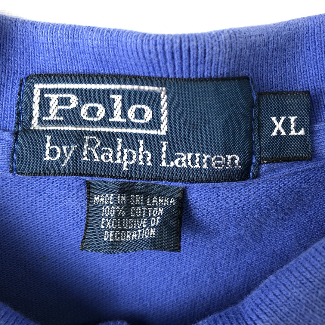 Ralph Lauren POLO by Ralph Lauren short sleeve polo shirt, men's XL size cotton blue type Vintage Second Hand