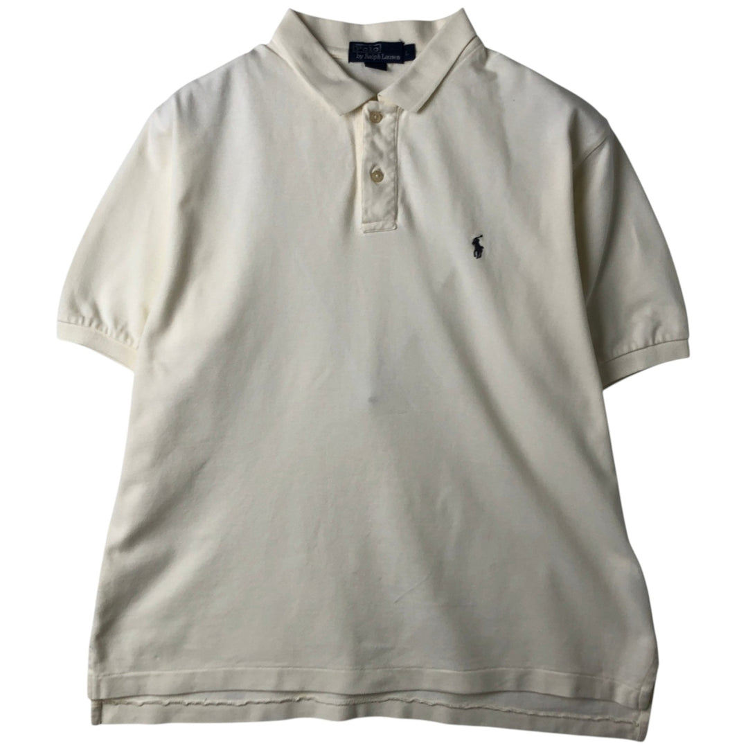 Ralph Lauren POLO by Ralph Lauren short sleeve polo shirt, men's size L cotton unbleached Vintage Second Hand