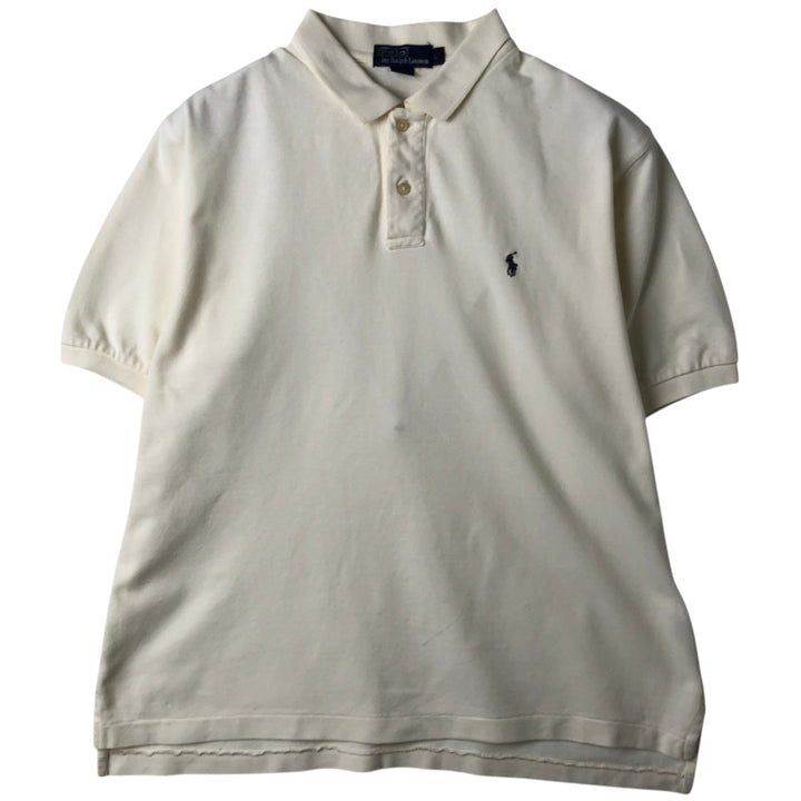 Ralph Lauren POLO by Ralph Lauren short sleeve polo shirt, men's size L cotton unbleached Vintage Second Hand