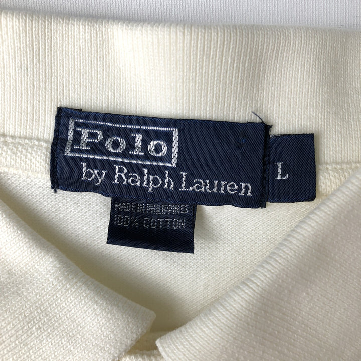 Ralph Lauren POLO by Ralph Lauren short sleeve polo shirt, men's size L cotton unbleached Vintage Second Hand