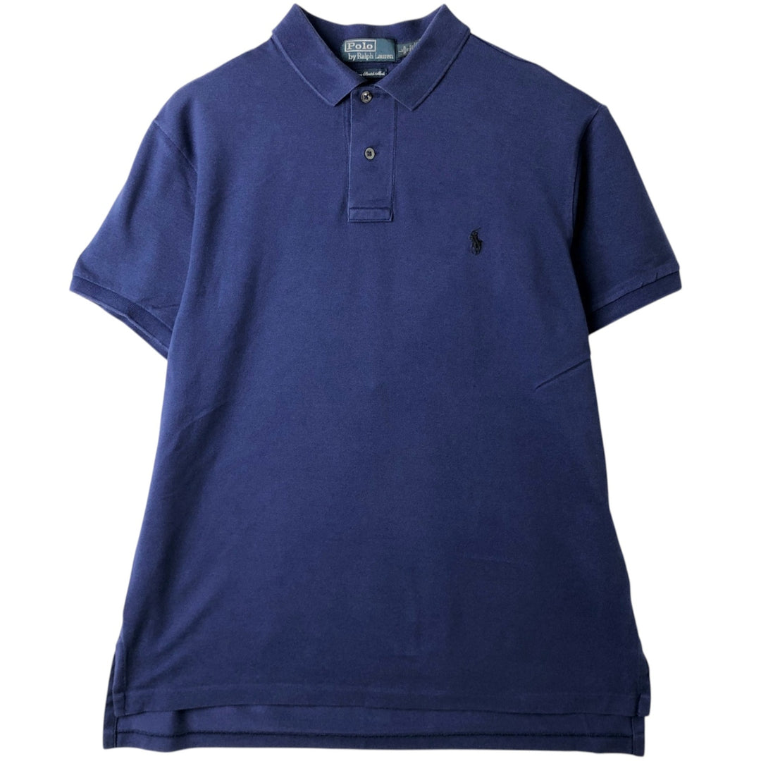 Ralph Lauren POLO by Ralph Lauren CUSTOM FIT short sleeve polo shirt, men's size L Pima Cotton blue type Vintage Second Hand
