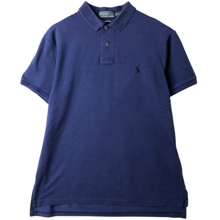 Ralph Lauren POLO by Ralph Lauren CUSTOM FIT short sleeve polo shirt, men's size L Pima Cotton blue type Vintage Second Hand
