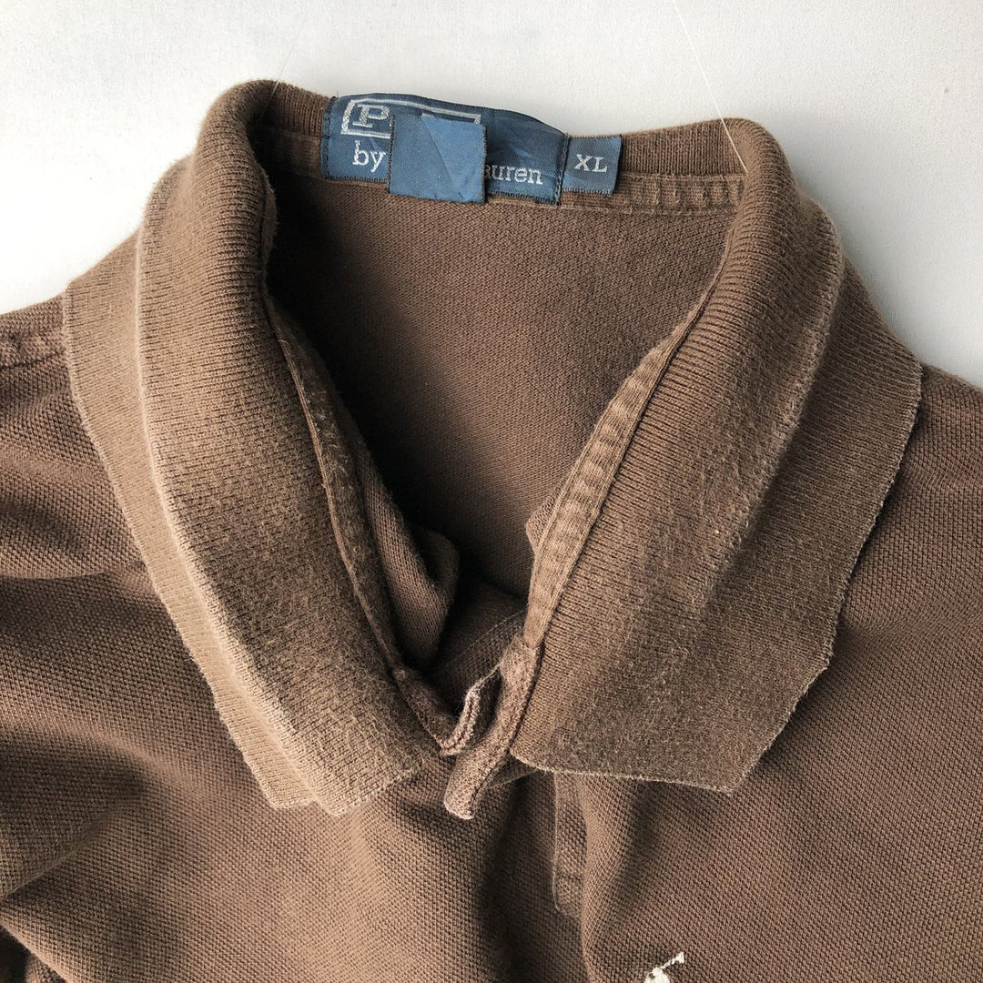 Ralph Lauren POLO by Ralph Lauren short sleeve polo shirt, men's XL size cotton brown type Vintage Second Hand