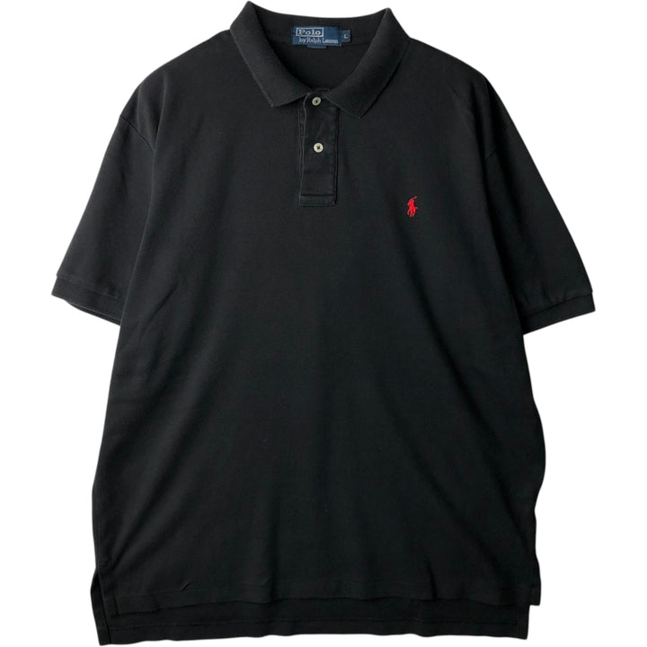Ralph Lauren POLO by Ralph Lauren short sleeve polo shirt, men's size L cotton black type Vintage Second Hand