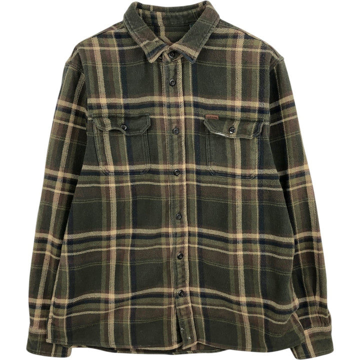ORVIS Long Sleeve Heavy Flannel Check Shirt, Men's Size L cotton green type Vintage Second Hand