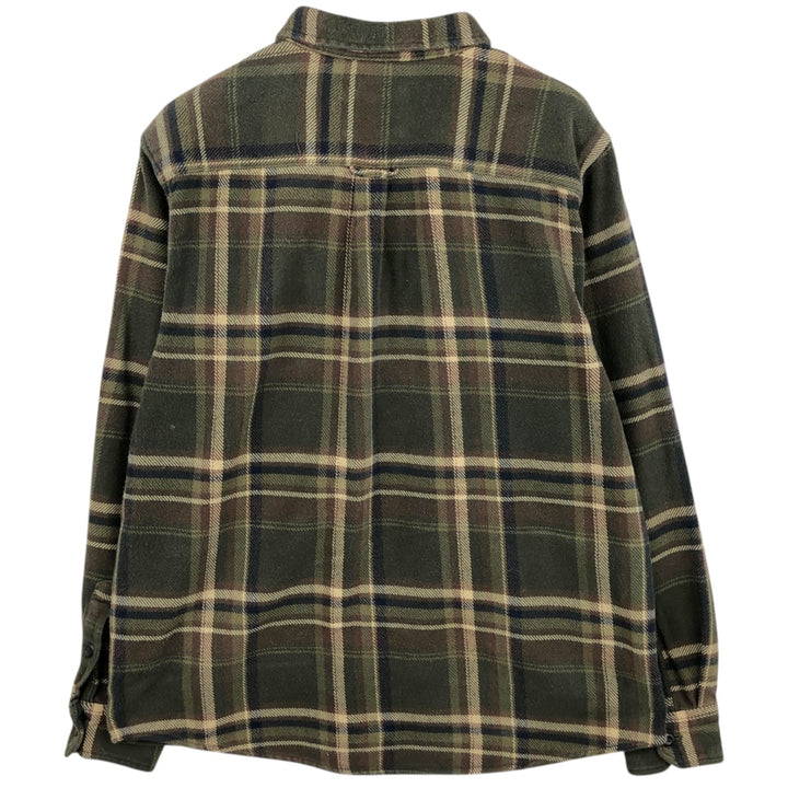ORVIS Long Sleeve Heavy Flannel Check Shirt, Men's Size L cotton green type Vintage Second Hand