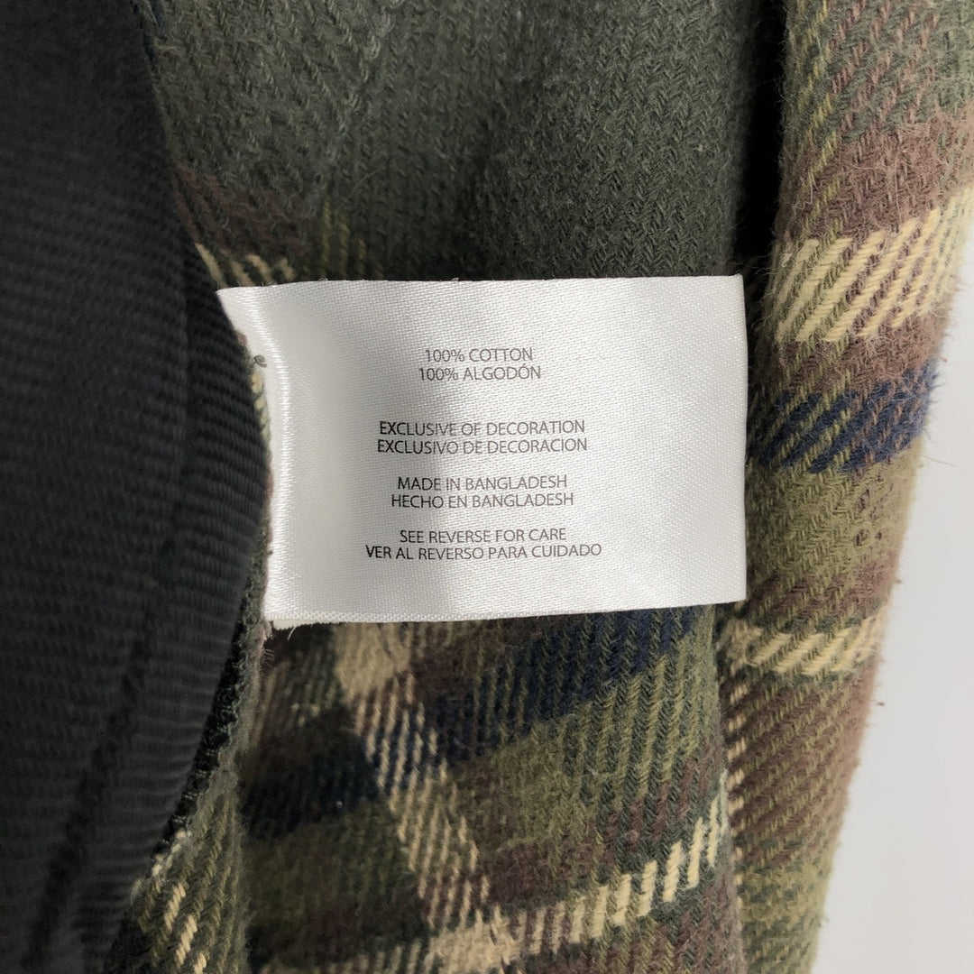 ORVIS Long Sleeve Heavy Flannel Check Shirt, Men's Size L cotton green type Vintage Second Hand