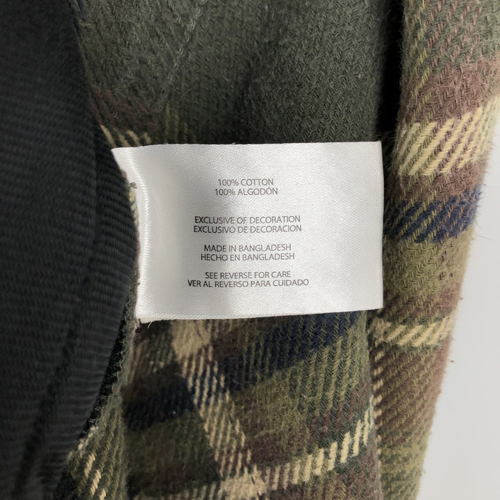 ORVIS Long Sleeve Heavy Flannel Check Shirt, Men's Size L cotton green type Vintage Second Hand