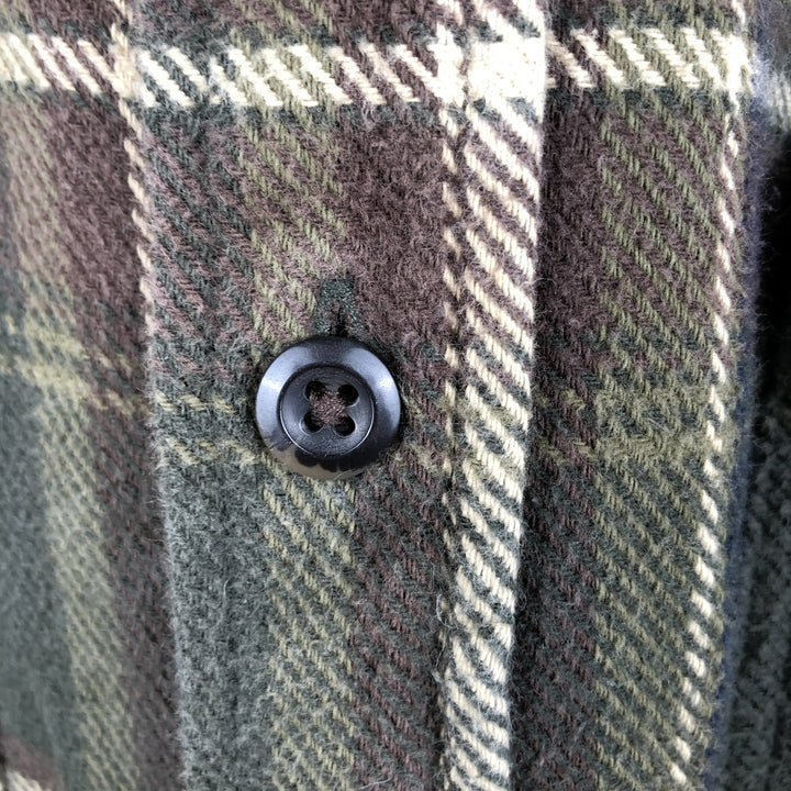 ORVIS Long Sleeve Heavy Flannel Check Shirt, Men's Size L cotton green type Vintage Second Hand
