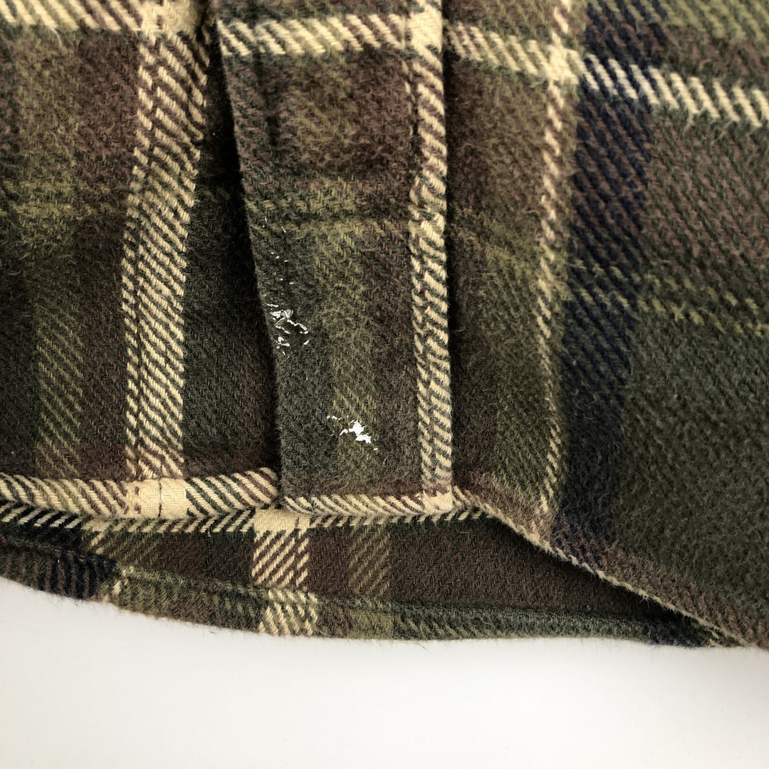 ORVIS Long Sleeve Heavy Flannel Check Shirt, Men's Size L cotton green type Vintage Second Hand