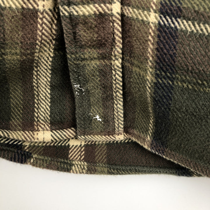 ORVIS Long Sleeve Heavy Flannel Check Shirt, Men's Size L cotton green type Vintage Second Hand
