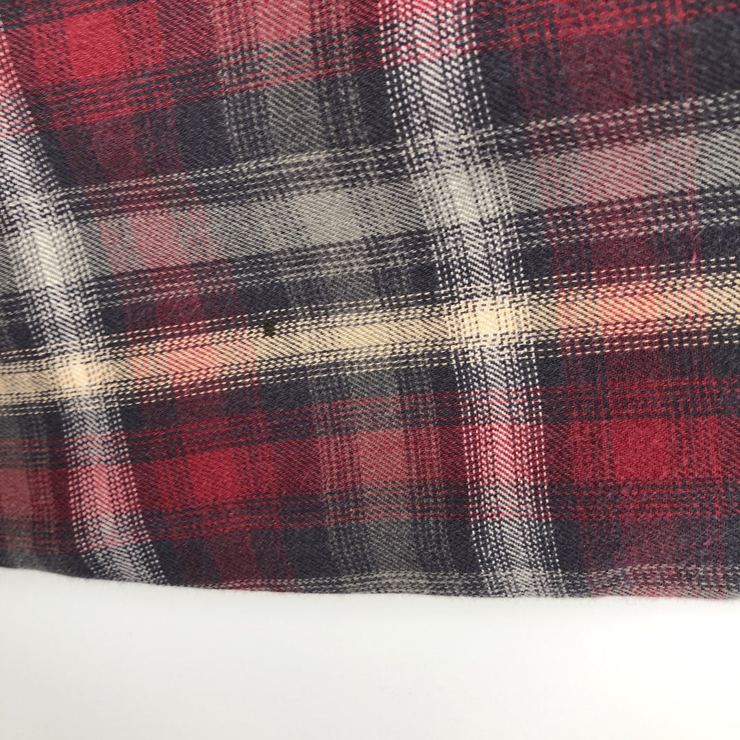 St. John's Bay Long-Sleeve Button-Down Light Flannel Check Shirt, Men's Size L (approx.) cotton red type Vintage Second Hand