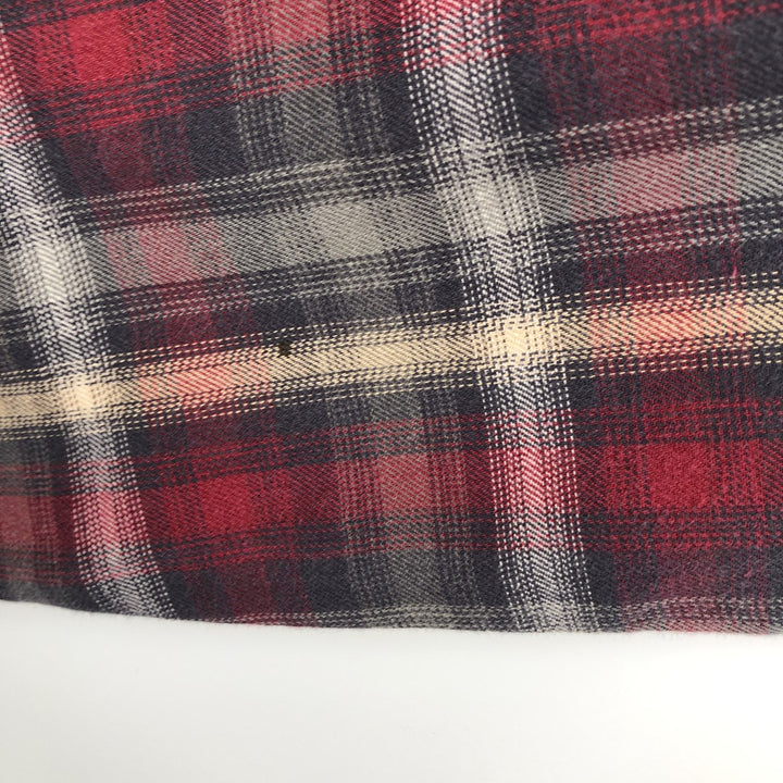 St. John's Bay Long-Sleeve Button-Down Light Flannel Check Shirt, Men's Size L (approx.) cotton red type Vintage Second Hand