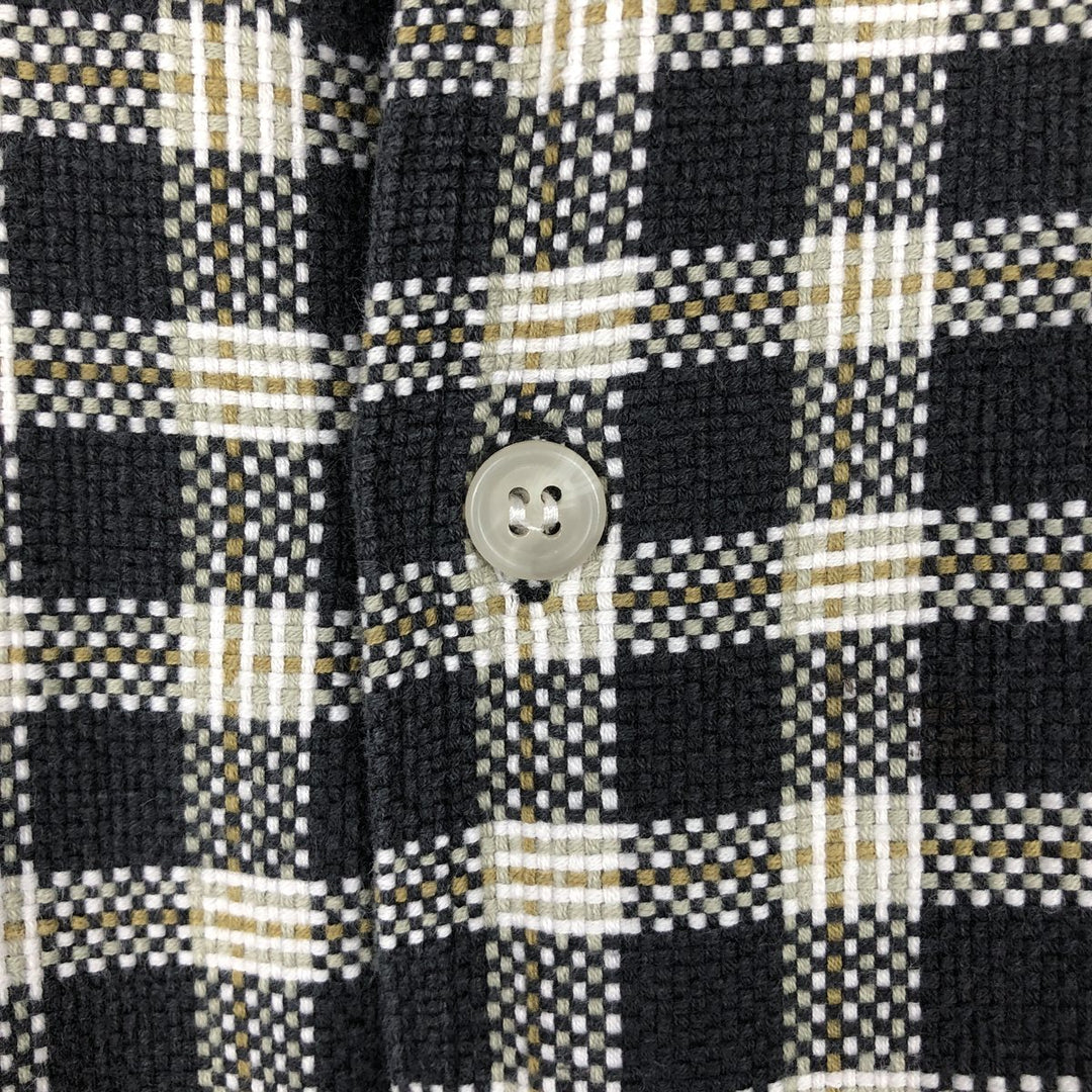 90'S Alaska ALASKA Long-Sleeve Light Flannel Check Shirt, Men's Size L (approx.), Vintage cotton Khaki type Vintage Second Hand