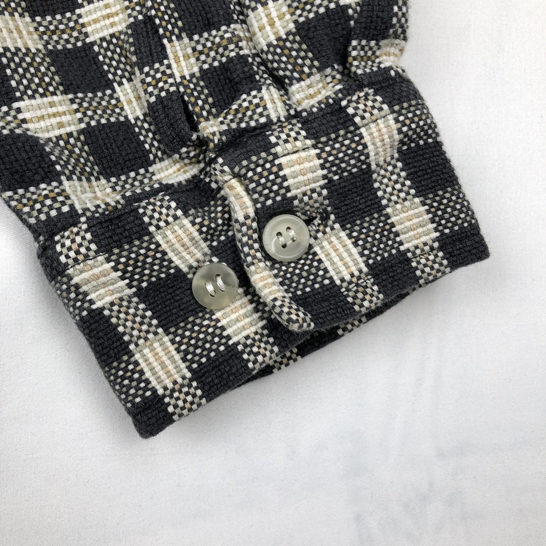 90'S Alaska ALASKA Long-Sleeve Light Flannel Check Shirt, Men's Size L (approx.), Vintage cotton Khaki type Vintage Second Hand