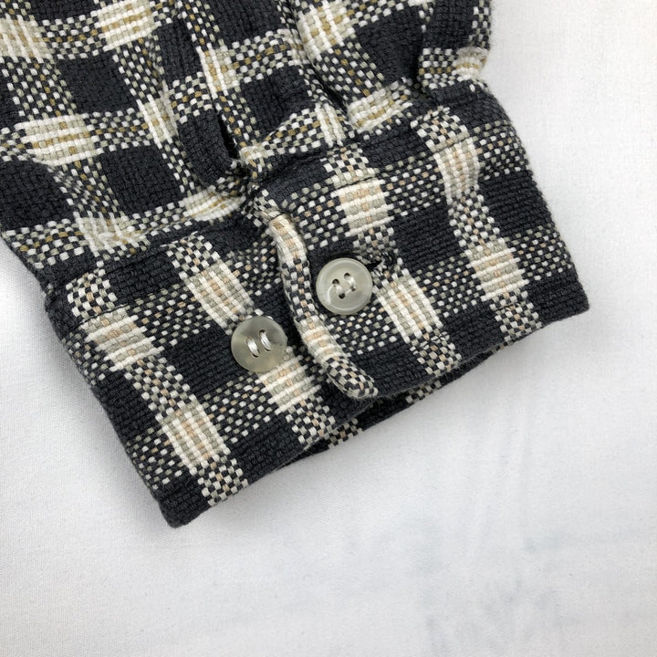90'S Alaska ALASKA Long-Sleeve Light Flannel Check Shirt, Men's Size L (approx.), Vintage cotton Khaki type Vintage Second Hand