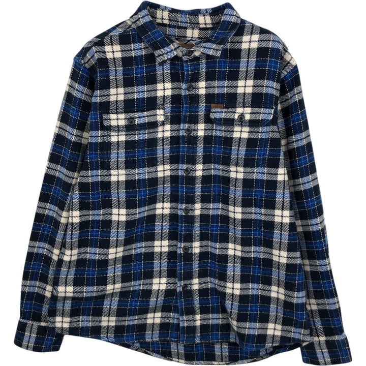 ORVIS Long Sleeve Heavy Flannel Check Shirt, Men's XL cotton blue type Vintage Second Hand