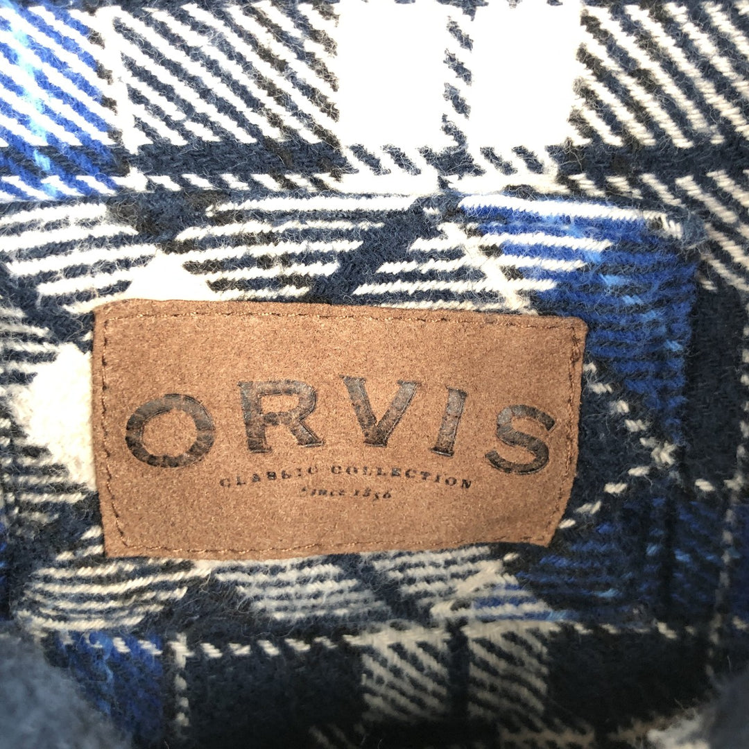 ORVIS Long Sleeve Heavy Flannel Check Shirt, Men's XL cotton blue type Vintage Second Hand