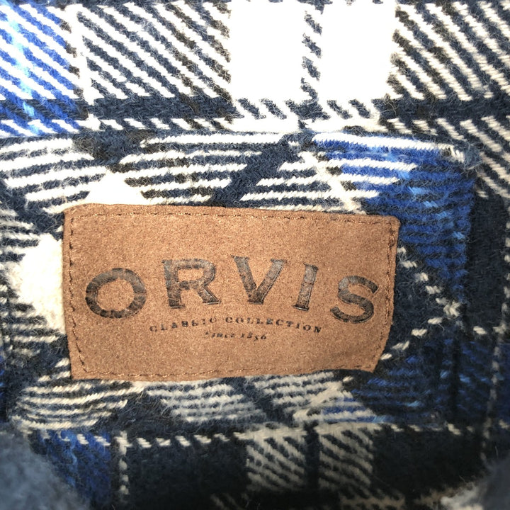 ORVIS Long Sleeve Heavy Flannel Check Shirt, Men's XL cotton blue type Vintage Second Hand