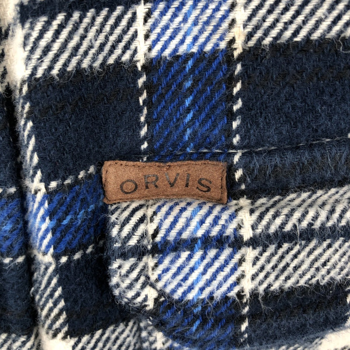 ORVIS Long Sleeve Heavy Flannel Check Shirt, Men's XL cotton blue type Vintage Second Hand