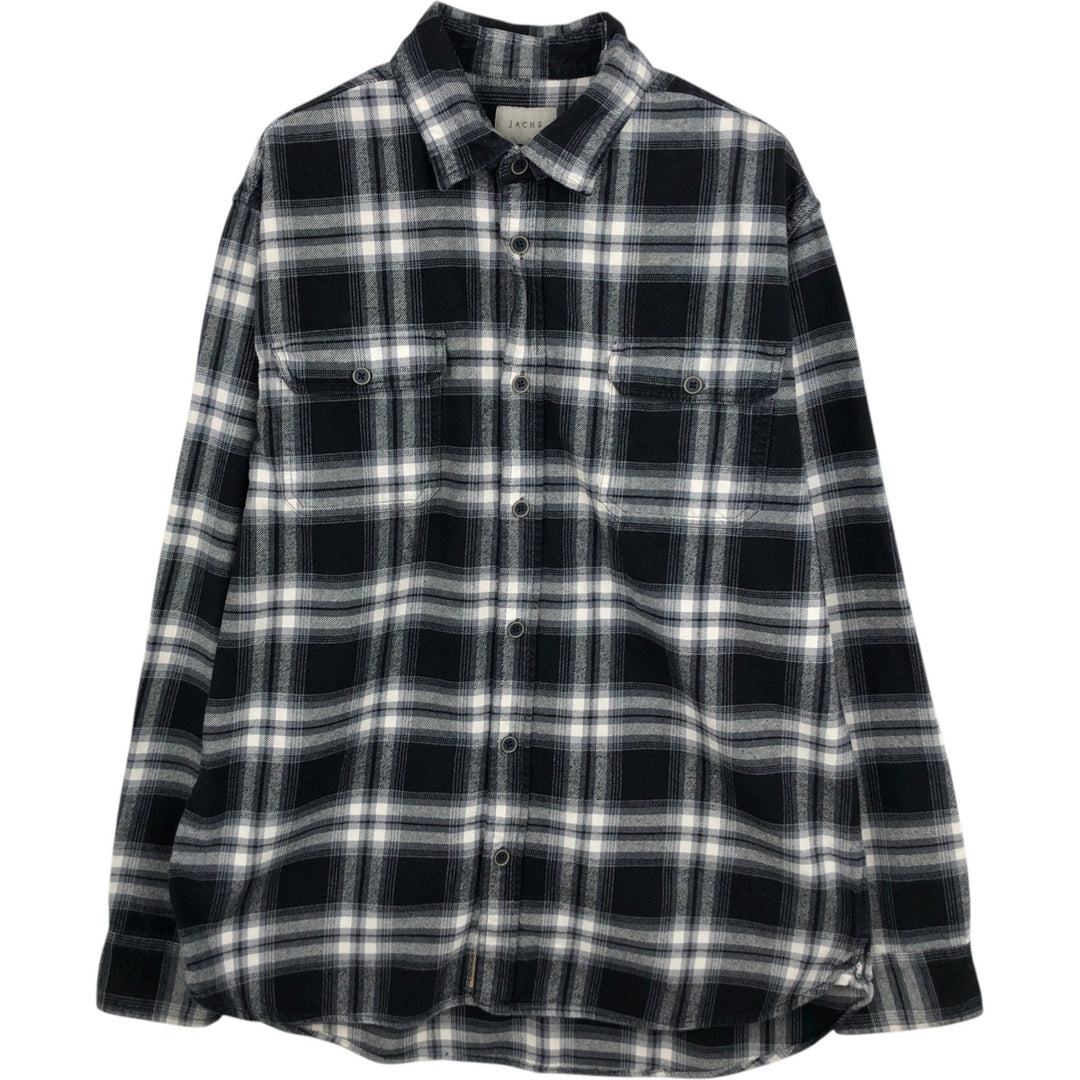 JACHS Ombre Check Long-Sleeve Flannel Check Shirt, Men's Size XL (approx.) cotton black type Vintage Second Hand