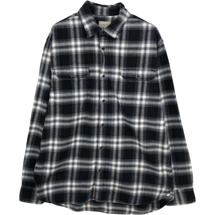 JACHS Ombre Check Long-Sleeve Flannel Check Shirt, Men's Size XL (approx.) cotton black type Vintage Second Hand