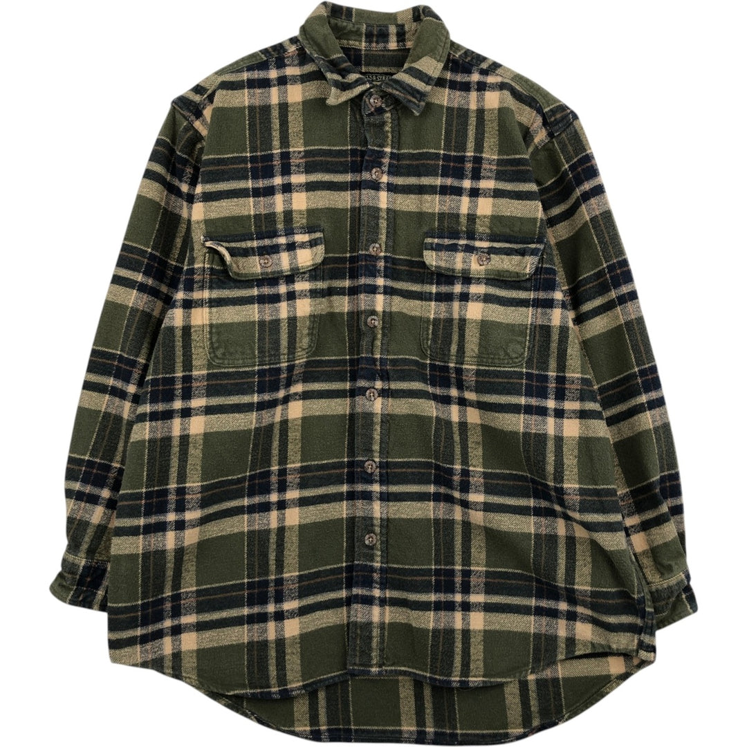 FIELD and STREAM Long Sleeve Flannel Check Shirt, Men's Size L cotton Khaki type Vintage Second Hand