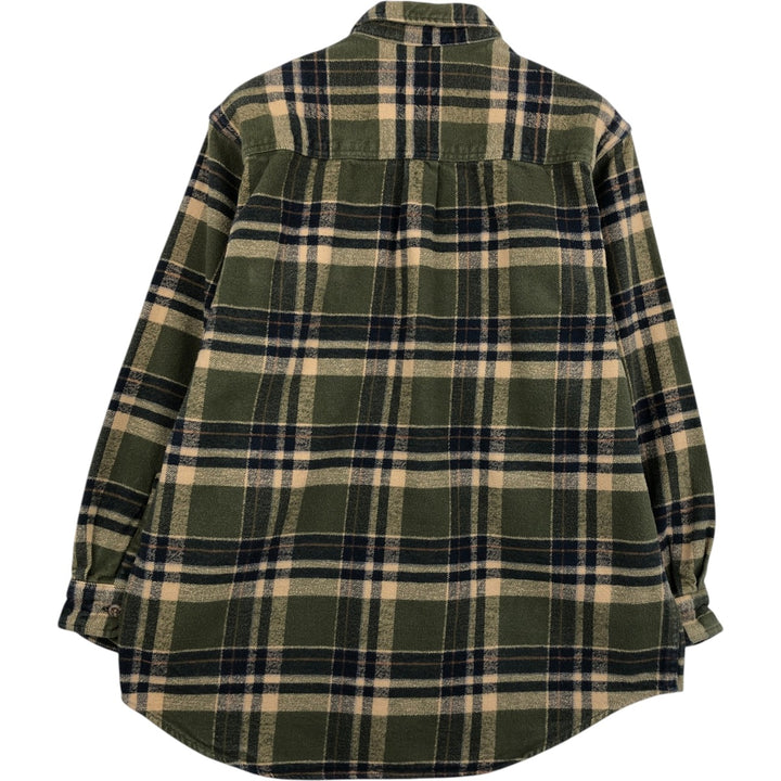 FIELD and STREAM Long Sleeve Flannel Check Shirt, Men's Size L cotton Khaki type Vintage Second Hand