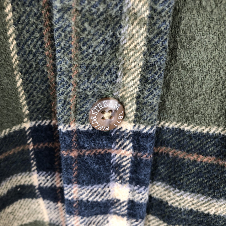 FIELD and STREAM Long Sleeve Flannel Check Shirt, Men's Size L cotton Khaki type Vintage Second Hand