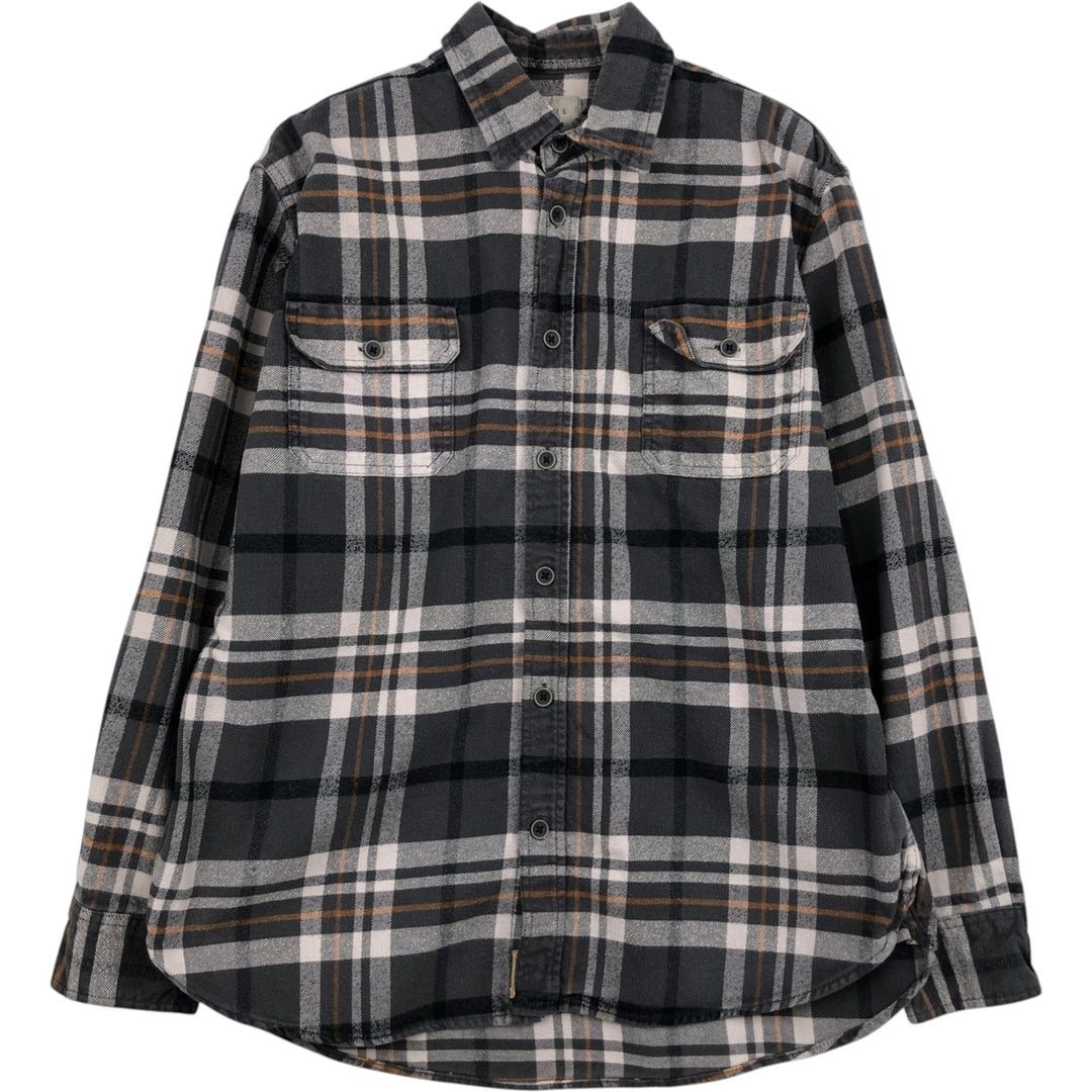 JACHS Long Sleeve Flannel Check Shirt, Men's Size L cotton gray type Vintage Second Hand
