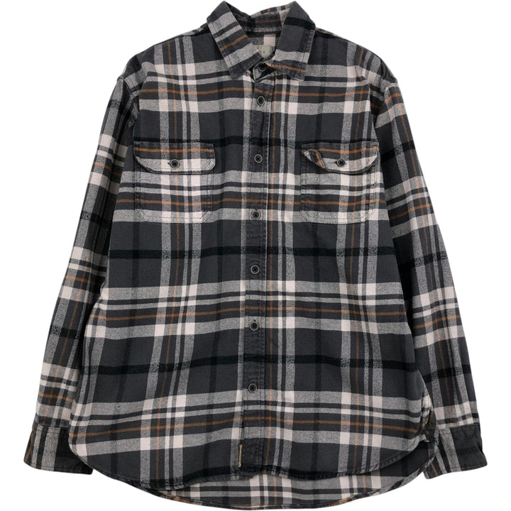 JACHS Long Sleeve Flannel Check Shirt, Men's Size L cotton gray type Vintage Second Hand
