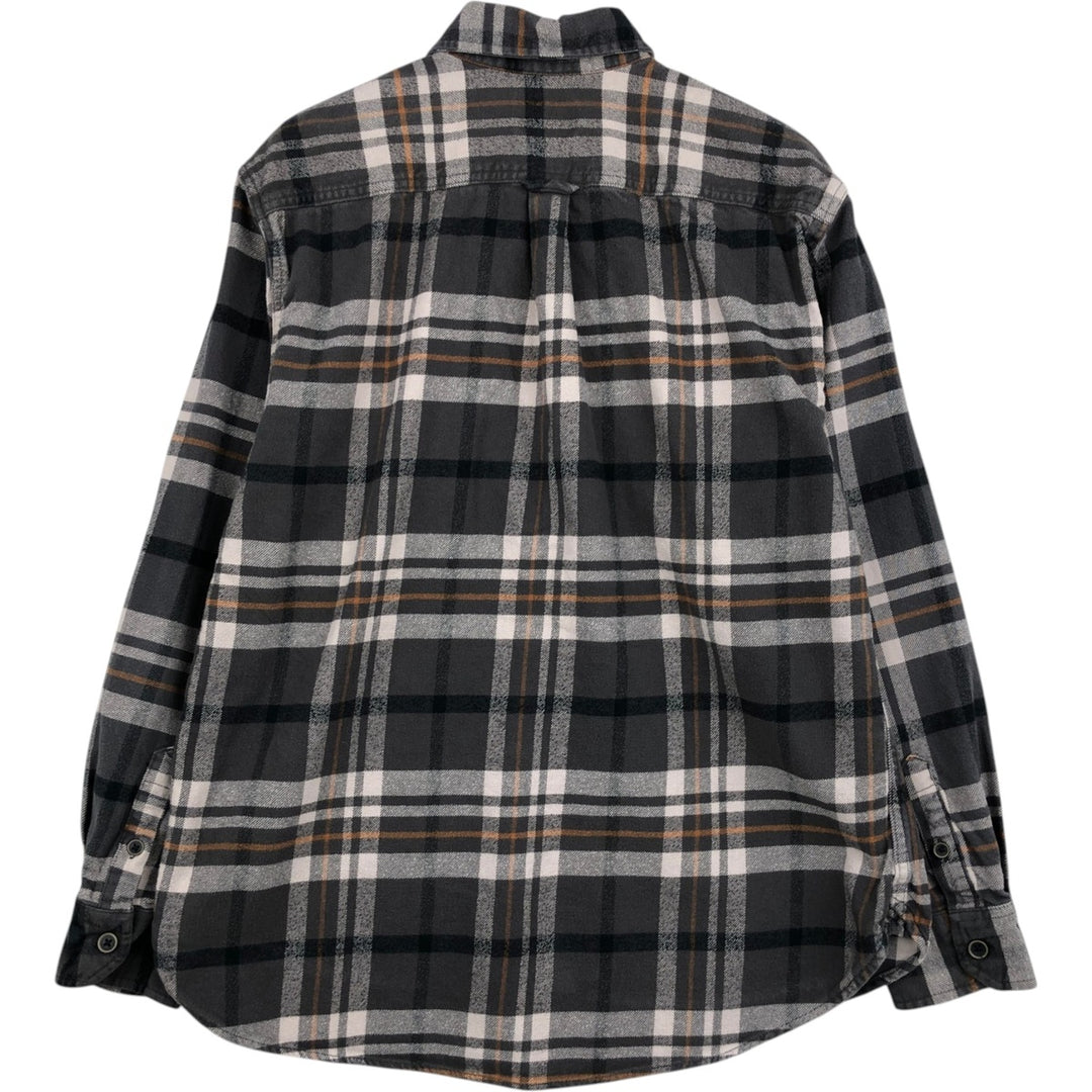 JACHS Long Sleeve Flannel Check Shirt, Men's Size L cotton gray type Vintage Second Hand
