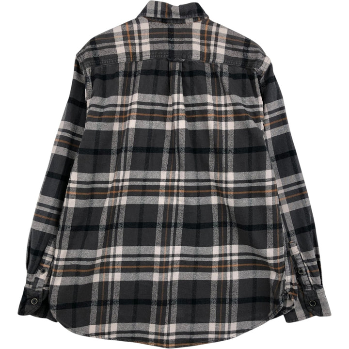 JACHS Long Sleeve Flannel Check Shirt, Men's Size L cotton gray type Vintage Second Hand