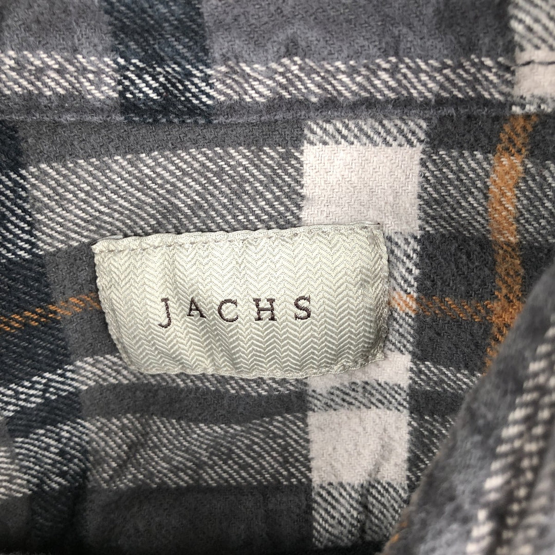 JACHS Long Sleeve Flannel Check Shirt, Men's Size L cotton gray type Vintage Second Hand